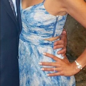 Aidan Mattox midi blue/silver cocktail dress.